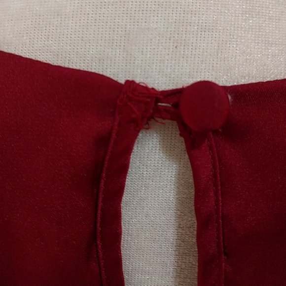 RARE - Red Shiny Flutter Sleeve Tie + Elastic Waist Top - Picture 4 of 6